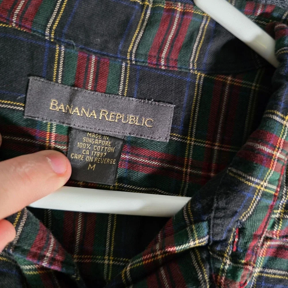 Banana Republic Plaid‎ Flannel Shirt Long Sleeve Button Up Casual Mens M